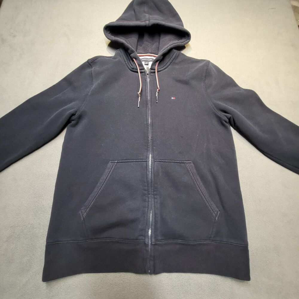 Tommy Hilfiger Hoodie Mens M Blue Full‎ Zip Long Sleeve Sweatshirt